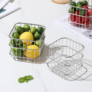 Metal Fruit Basket Mesh Stainless Steel Basket Kitchen Countertop Wire Food Storage Organizer Basket