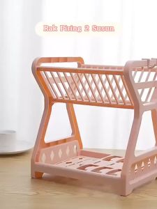 Rak Piring Mangkok Kecil 2 Susun Serbaguna Model Terbaru 2023 Plastik Dapur Murah Rak Cuci Promo Aesthetic Minimalis Kitchen Set Tatakan Air