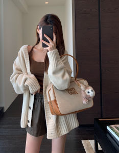 AMR UU ◆ Lazy Fan Customer-Supplied Yarn Heattech Plaid Old Qian Feng Knitting Cardigan Women Coat Fall and Winter New Arrival