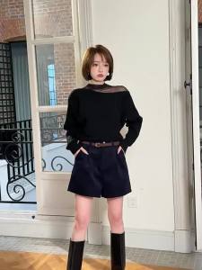 MIUCO | Áo Sweater MESH Trễ Vai Thiết Kế Pháp