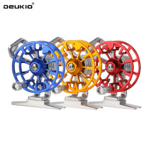 DEUKIO Mini Winter Ice Fishing Reel Ultralight All Metal Front Reel Bright Color Live Fish Buckle 50MM Wire Wheel Line Cup