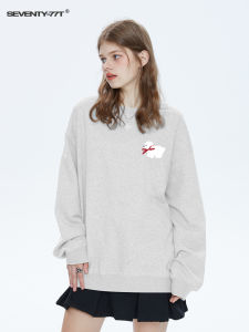 Thickened Fleece round Neck Sweatshirt Womens Casual Style Printed Long Sleeve Korean Version Autumn Winter Streetwear Top