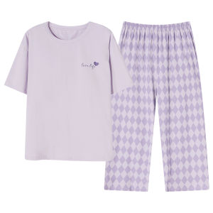 MiiOW | ชุดนอนผู้หญิงแขนสั้นฤดูร้อน กระโปรงสั้น ผ้าฝ้ายแท้ 2025 ใหม่ บาง ไซส์ใหญ่ ชุดอยู่บ้าน ใส่กลางแจ้งได้ คอกลม สีพื้น