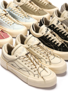 Matnut Type 2.0 Star Increased Thick Bottom Board Shoes Grey Beige Net Cloth Lined Retro Style round Toe Flat Heel Casual Sneakers