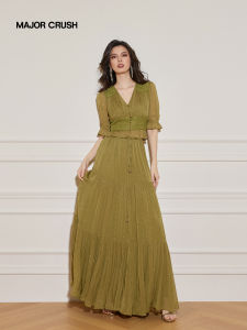 Spring Summer New Vine Floral Lace V-Neck Soft Dress