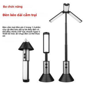 Đèn Pin LED Di Động 3 Đầu Có Thể Thu Gọn Sạc Lại Được Dùng Làm Đèn Tìm Kiếm Ngoài Trời Sửa Chữa Ô Tô Cắm Trại Chiếu Sáng Lều Với Thiết Kế Gấp Gọn