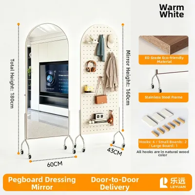 Moveable Full Length Mirror with Integrated Hanger