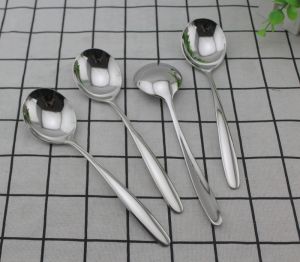 Thickened 18/10 Stainless Steel Soup Spoon 304 Large round Eating And Drinking Soup Spoon Spoon Thickened Dining Utensils