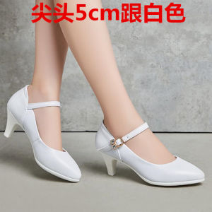 Elegant Pure Color High Heel Shoes with Buckle Strap for Women Fashionable Thick Heel Single Shoes Suitable for Daily Wear