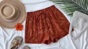 Womens Shorts Orange Casual Lace Up Waist Vacation Casual Shorts Summer and Spring Party Beach Wear