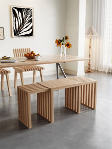 Extendable Solid Wood Long Bench Creative Home Use Shoe Changing Dining Table Bench Artistic Style Wooden Craftsmanship