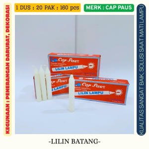 1 DUS 160 BATANG LILIN PUTIH BATANG BATANGAN LILIN NATAL PUTIH MATI LAMPU ULANG TAHUN TAHAN LAMA JUMBO ULTAH MERK CAP PAUS TAHAN LAMA GROSIR