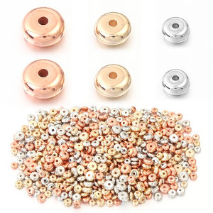 200/400 PCS 4 5 6mm CCB Charm Spacer ลูกปัดทองสีแบนรอบล้อลูกปัดแบบหลวมสําหรับ DIY เครื่องประดับต่างหูทําอุปกรณ์