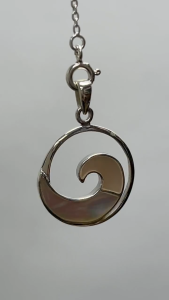 MILLENNE Multifaceted Mother of Pearls Ocean Wave White Gold Pendant with 925 Sterling Silver (MLP-01)