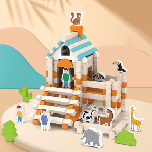 ชุดบล็อกตัวต่อไม้ธรรมชาติสำหรับเด็กวัยหัดเดินของเล่นตัวต่อของเล่นเพื่อการเรียนรู้แบบมอนเตสซอรี่ของขวัญบล็อกตัวต่อสำหรับเด็กอายุ3ขวบ