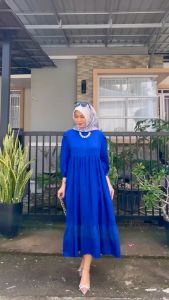 { READY STOCK } Naya Midi dress Bahan Polo Linen Premium / Tunik Wanita Lebaran Terbaru 2023