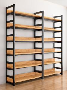 Simple Steel and Wood Multi-layer Bookshelf