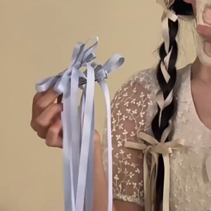 (OCP) 🎀 INS Ballet Long Ribbon Bow Hair Clip (1 Pair) 💕 | Elegant & Sweet Hair Accessory for Women & Girls ✨-MNC1