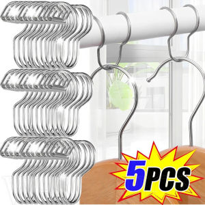 5Pcs Creative Stainless Steel Laundry Hanger Windproof Buckles Anti-drop Round Pipe Fixing Clip for Clothes Socks Drying Rack
