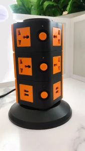 Colokan Listrik Vertical Socket Multi Fungsi 2 Tingkat dual USB port Fast Charging Kabel 3m