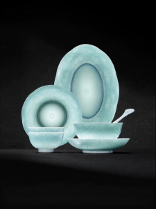 JINGDEZHEN | Celadon Carving Advanced Sense Ceramic Dinner Set