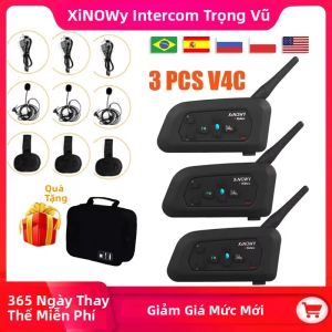 Hệ Thống Liên Lạc Huấn Luyện Viên Bóng Đá XiNOWy 3 Chiếc V4C Phạm Vi 1200M Đàm Thoại Toàn Đôi Chiều Tai Nghe Móc Tai 3 Chiều Dùng Cho Trọng Tài Gắn Mũ Bảo Hiểm