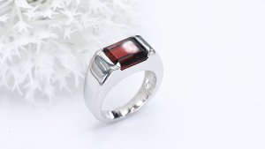 Lohaspie Jewelry Genuine 4.8 Carats Solid Sterling Silver 925 Ring Original Natural Garnet Ring 925 Silver Ring Women Original Garnet Stone Red Ring For Women Silver 925 Jewelry