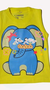 Kaos Kutung / Singlet Anak Bahan Katun untuk Anak Usia 1-6 Tahun Motif Gajah