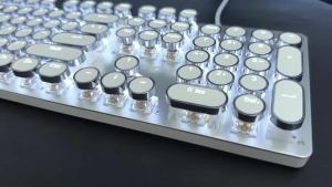 EWEADN | EWEADN Retro Punk Typewriter Mechanical Gaming Keyboard All-Metal Panel 104 Key USB Wired Gaming/Office Windows Laptop/PC