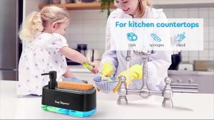 Kitchen Sink Organizer Set 3-in-1 Soap Dispenser with Dual Pump and Sponge Holder Space-Saving Cleaning Storage for Countertops