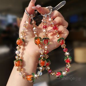 Handmade Crystal Lantern Phone Chain Portable High-End Feel Key Cover Durable Beaded Bracelet Digital Accessories for Women