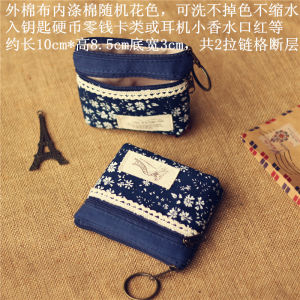 Small Wallet Coin Purse Korean Version Zipper Womens Canvas Art Cute Mini Coin Bag Earphone Buggy Bag