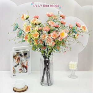 Hoa Trà Gạo Cổ 5 bông Trang Trí Nhà Cửa Hàng Văn Phòng Sự Kiện. Hoa Lụa Decor