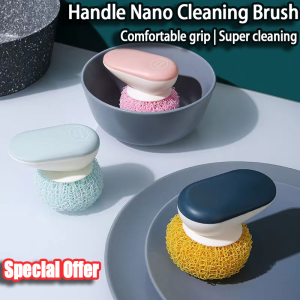 With Handle Nano Cleaning Brush Multi Purpose Scrubber Brush Kitchen Decontamination Clean Dishwashing Brush Berus Cuci Tandas Dapur Household Cleaning Tool Detachable Replaceable 纳米清洁刷