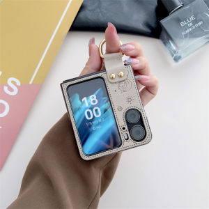 Case for Oppo Find N2 Flip Find N3 Flip with Ring PU Leather Back Cover + Hard PC Protective Shell Phone Case for Find N2 Flip