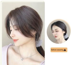 Hot Sale FunFindsS วิกผมหน้าม้าด้านซ้ายและขวาวิกผมหน้าม้าแบบแยกชิ้นต่อสำหรับเด็กผู้หญิง