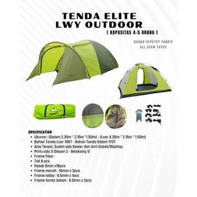 tenda elite lwy tenda camping lwy elite tenda camping family elite lwy 4 - 5 orang