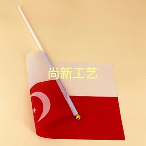 OD] Singapore Flag 14×21cm Singapore Hand Signal Flag Singapore Bunting Polyester Banner with Pole