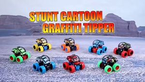 Monster Stunt Truck Toys Friction Climbing Power Vehicles Inertia Forward SUV Car 360° Tumbling Spinning Gift Resistant