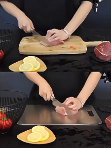 Rack เขียงพกพา 316 ไททาเนียม สเตนเลส สตีล สองด้าน หนาพิเศษ เกรดอาหาร เขียงสแตนเลส