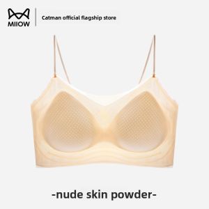 miiow | Ultra-Thin Ice-Silk Womens Underwear Strapless Bra Vest Seamless Invisible Back Design Breathable Summer Style Fixed Strap