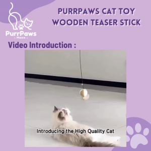PurrPaws Cat Toy Wooden Teaser Stick with Bell & Plush Toy Mainan Kucing 逗猫棒