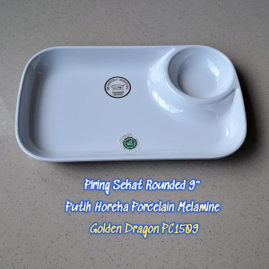 Piring Sekat Rounded 9" Horeka Porcelain Melamine - Golden Dragon PC1509