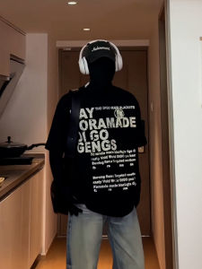 เสื้อยืดคอกลมแขนสั้นผ้าฝ้ายแท้พิมพ์ลายตัวอักษรสไตล์อเมริกันย้อนยุคสำหรับผู้ชาย ฤดูร้อน 2025 ทรงหลวม ลำลอง ใส่ได้ทุกวัน