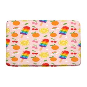 VIKAMA Summer Fruit Bathroom Mat Cute Rainbow Popsicle Orange Lemon Cherry Pink Bath Rug Home Decor