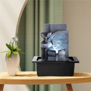 น้ำพุตั้งโต๊ะรูปน้ำตกพร้อมไฟ LED สีขาว สำหรับตกแต่งสำนักงานบริษัท เสริมฮวงจุ้ยเรียกทรัพย์ ของตกแต่งบ้าน