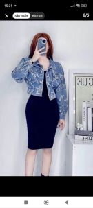 áo khoác jean dệt kim cổ bẻ nút gài túi hộp dáng droptop