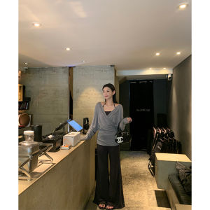 High Waist Wide Leg Knitted Casual Pants Womens Loose Fit Casual Trousers Commute Style Pure Color Micro Flared Pants