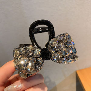 Elegant Simple Sweet Diamond Butterfly Knot Hair Clip Back of Head Shark Clip 2025 New Light Luxury Half Updo Hair Accessories
