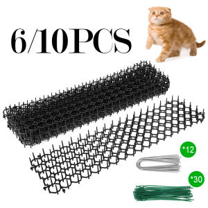 6/10Pcs Cat Scat Mats Anti-cat Dog Repellent Deterrent Mat Humanized Pet Prickle Strip Dig Stopper with 12x U-shaped Ground Nail